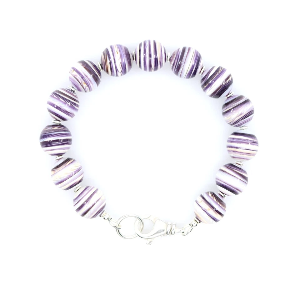 Большой 12 мм фиолетовый вампум Quahog подкладка браслет, женские уникальные дизайнерские ювелирные изделия - Изображение 4 из 4