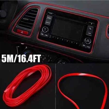 Red 16ft Car Interior Door Gap Edge Line Molding Trim Strip Decorate Accessories