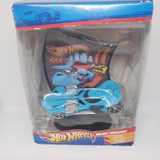 Mattel 2013 Hot Wheels Holiday Hanging Christmas Ornament Bright Blue Race Car