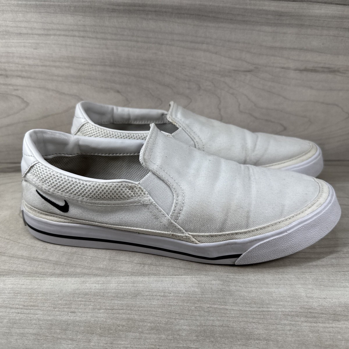 Nike Court Legacy White Canvas Slip-On Shoes CW6540-100 Women's