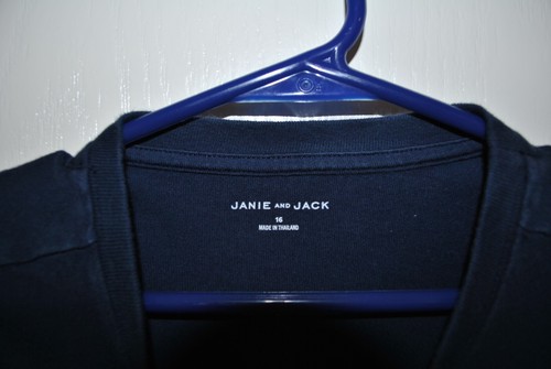 Janie and Jack Boy's Navy Varsity J Patch Long Sleeve T-Shirt Size 16 - Picture 6 of 15