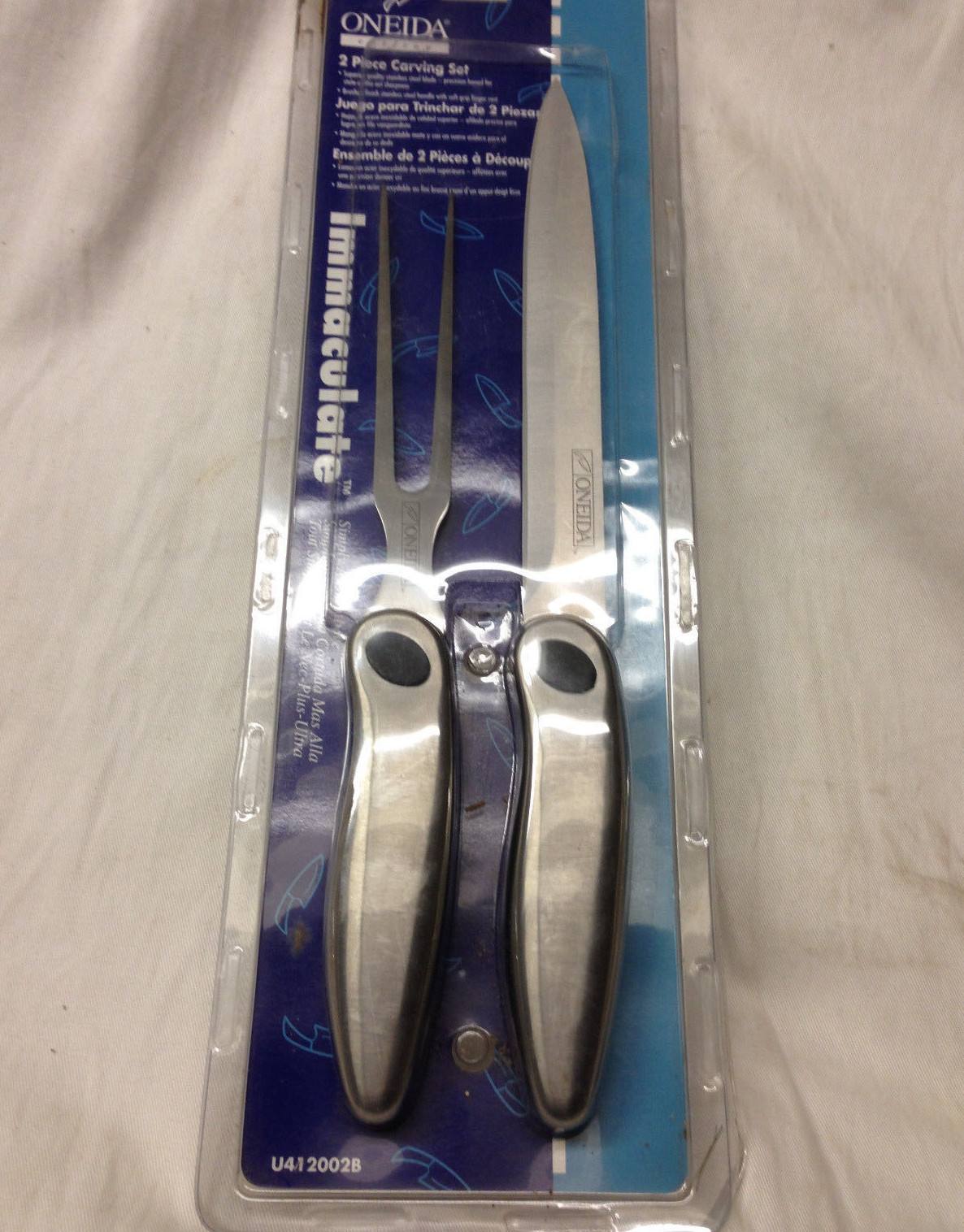 ONEIDA IMMACULATE 2 PIECE CARVING SET STAINLESS STEEL IN ORIGINAL PLASTIC eBay