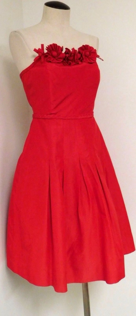 LILLY PULITZER STUNNING RED STRAPLESS COCKTAIL DRESS SILK BLEND FULL KNEE LENGTH LILLY PULITZER STUNNING RED STRAPLESS COCKTAIL DRESS SILK BLEND FULL KNEE LENGTH