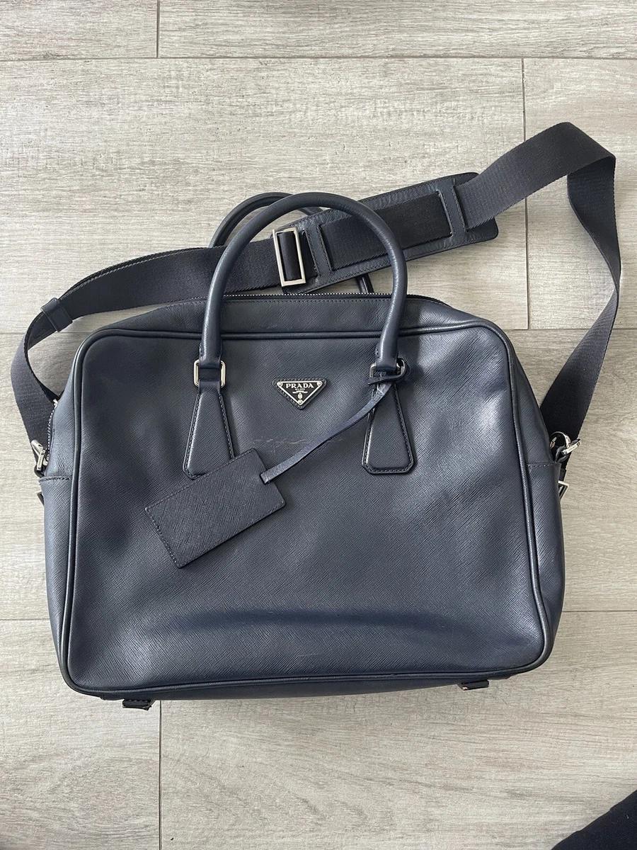 Prada Blue leather messenger bag