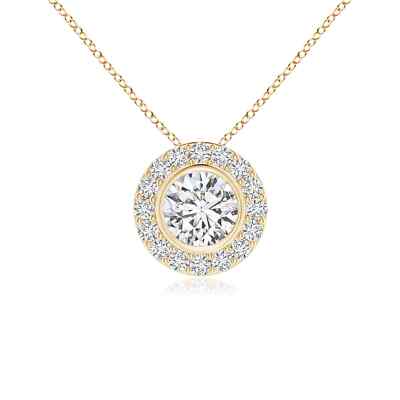ANGARA 0.51 Ct Natural Diamond Pendant Necklace in 14K Solid Gold (H, SI2)