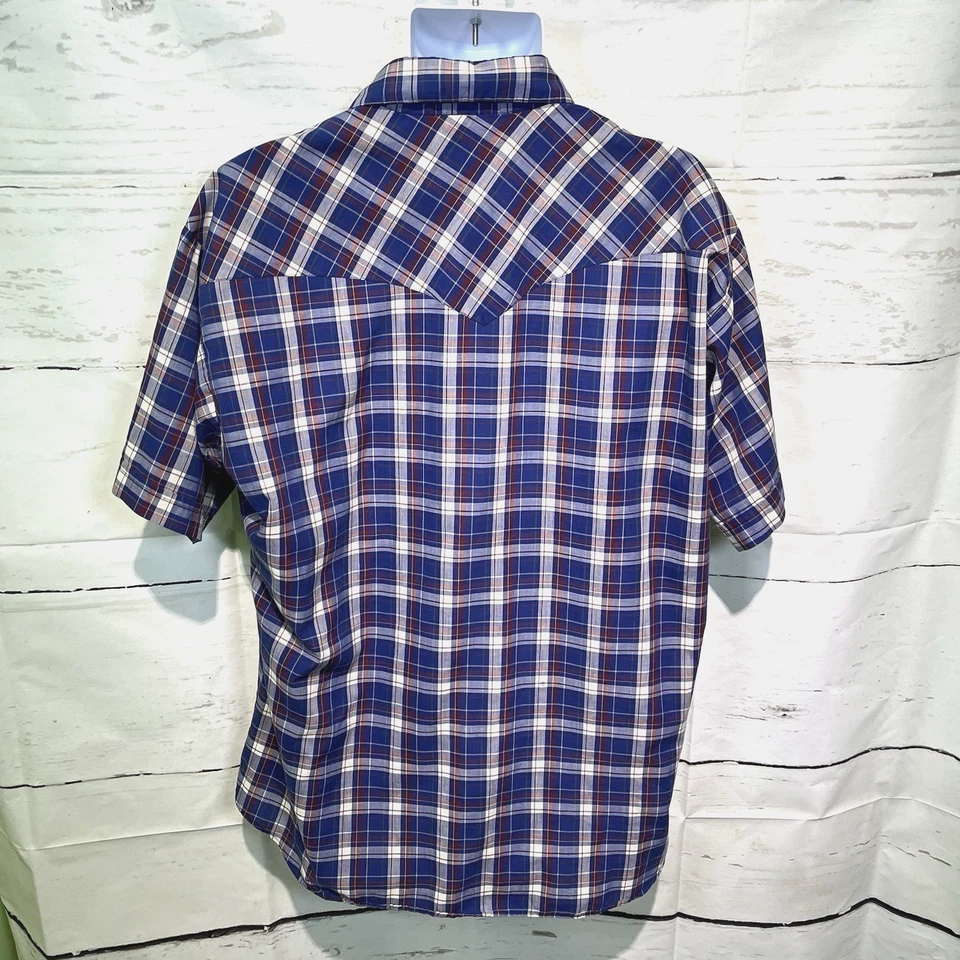 Vintage Rudock Men's Plaid Short-Sleeve Western Shirt Pearl snap buttons 2XL - Image 2 of 4