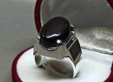 Natural Yemeni Aqeeq/ Quartz/ Moonstone Sterling Silver 925 Handmade Plain Ring