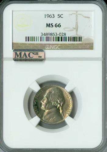 1963 JEFFERSON NICKEL NGC MS66 PQ 2ND 2ND FINEST REGISTRY MAC SPOTLESS .