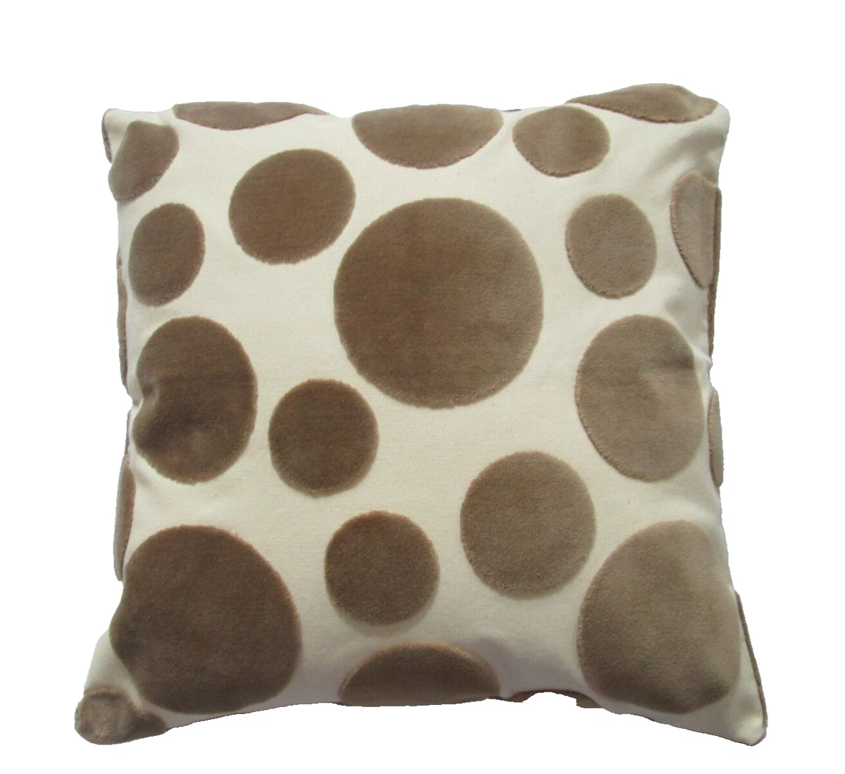 Funky Retro Circle Cut Velvet Cushion Cover Cream Mink Brown 16