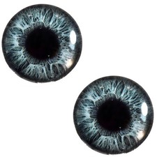 Pair of 30mm Sparkling Steel Grey Glass Eyes for Jewelry or Doll Sculptures