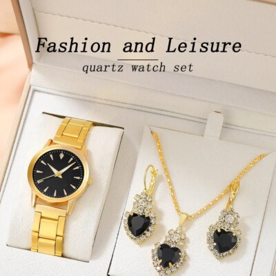 Armbanduhr Schmuck Modeschmuck Set Uhren Damen Mädchen Strass Gold  Geschenk