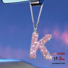 Bling Pink Car Accessories for Women Letter Charm, Rainbow Color Rear Pink K