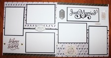 Wedding scrapbook pages 2 each 12 x 12 handmade assembled "Just Married"