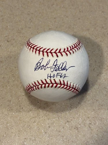 Bob Feller signed OML baseball w/ HOF 62 ** Beckett **