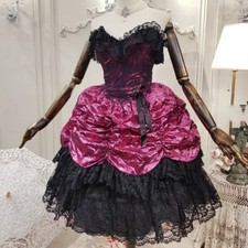 Victorian Short Medieval Ball Gown Sweetheart Ruffle Knee Length Evening Dress