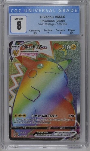 Pokémon Pikachu VMAX 2020 Vivid Voltage 188/185 Rainbow Rare Holo CGC 8