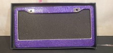 Purple Swanky Blinged Bling Stainless Steel Metal License Plate Frame Read