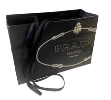 Borsa shopping Prada Milano nera di design con manici in corda 13,5"L x 9,5"H x5,5"W