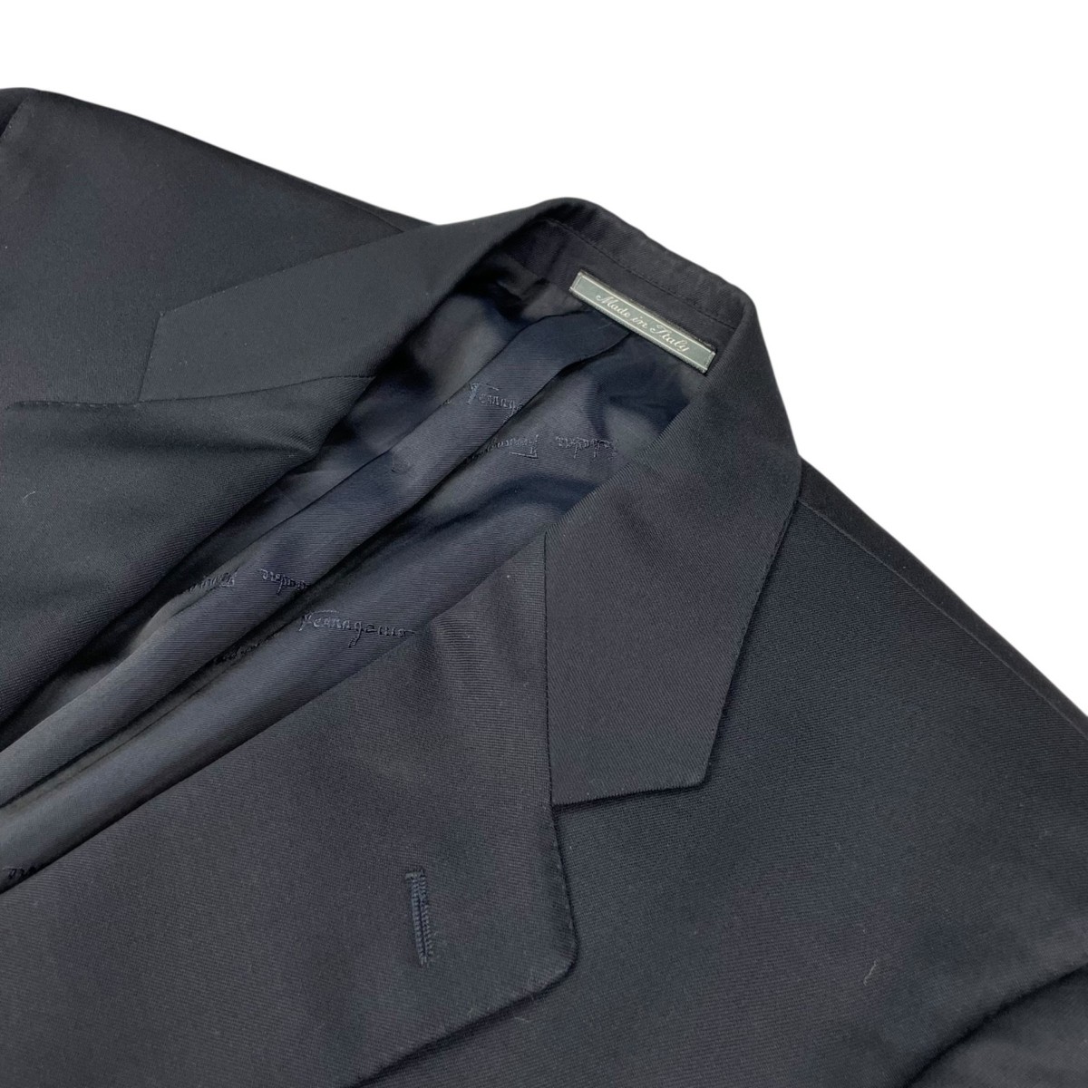 Salvatore Ferragamo Men's 100% Wool Logo Buttons Blazer Navy
