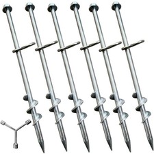 Ground Anchors Screw in 6 Pack-12 Inch Heavy Duty Galvanized Hex Head Tent St...