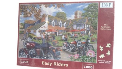 The House Of Puzzles Easy Riders 1000 Piece Jigsaw Puzzle 19x27 Red Motorcycles