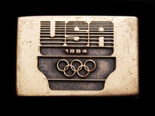 IL03147 VINTAGE 1984 USA OLYMPICS COMMITTEE SOLID BRASS BELT BUCKLE