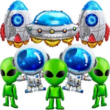 8 Pieces Alien Balloons Outer Space Alien Party Decorations Astronaut Rocket ...