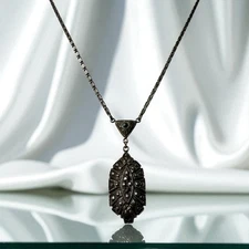 Exquisite Gothic Vintage Sterling Silver Victorian Revival Marcasite Necklace