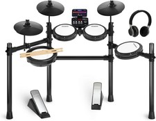 Electric Drum Set Mesh Drum Pads Phone Holder Sticks Headphones USB MIDI