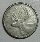 1964 Canada Queen Elizabeth II MOOSE / Caribou SILVER Quarter Coin 80% AG 20% CU