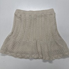 Cream Knit Mini Skirt Lace Boho Coquette Cottagecore Ruffle Small