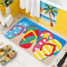 Summer Rug Bath Mat Non Slip Absorbent Colorful Beach Slipper 19.7 x 31.5"