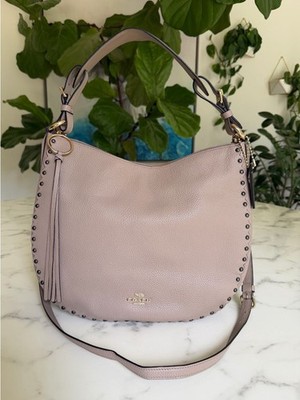 Coach Sutton Hobo with Scallop Rivets Crossbody Shoulder Bag 76436 Stone Taupe