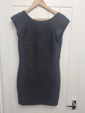 BNWT AX Paris Black Ribbed Dress With Shoulder Pads, Size 14