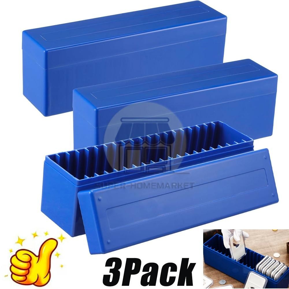 Rectangular Coin Storage Case 3 Pack Coin Slab Storage Box, 20 Slotted Case Plastic for Graded Coin ...