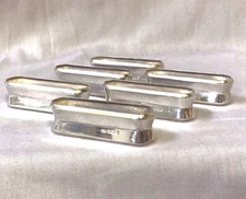1966 Solid Sterling Silver 6 Art Deco Style Napkin Rings By Emile Viner 112.41g.