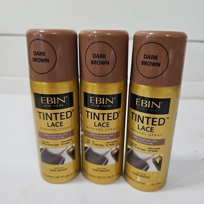 EBIN NEW YORK Tinted Lace Spray - Dark Brown 2.7oz, Quick Dry, Long Wear 3 Pack