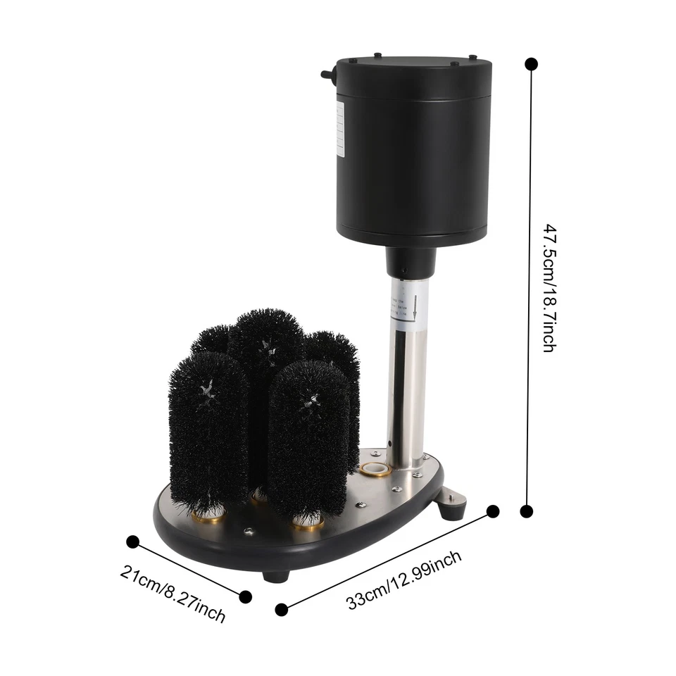110V Electric Glass Washer 5-Brush Bar Glass Cleaner 300 Cups/H for Wine Glass - Image 3 of 4