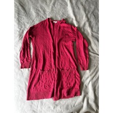 Abound Womens Magenta Pink Open Front Longline Cardigan Sweater Size L Pockets