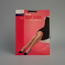 Hanes Non Control Top Silky Sheer Style OG093 Jet Sz AB Pantyhose Sandalfoot