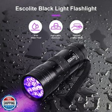 ESCO LITE 2 Packs Black Light Flashlight, 12LED 395nm UV Handheld Black Light...