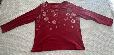 North Crest Layering Essentials Christmas Shirt Women's Size 1X, Red,