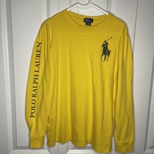 Polo Ralph Lauren Boys XL 18/20 Mustard Yellow Long Sleeve Tshirt Big Pony