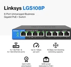 8 Port PoE Unmanaged Switch Linksys LGS108P Gigabit 50 Watt UK Plug