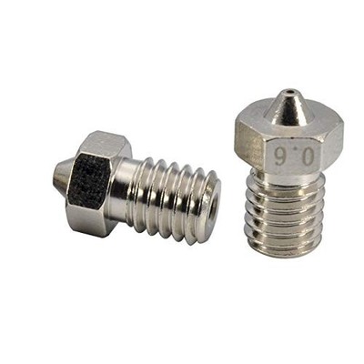 2pcs Upgrade 3D Printer Plated Wear Resistant M6 Thread Brass Nozzle 2x0.6mm