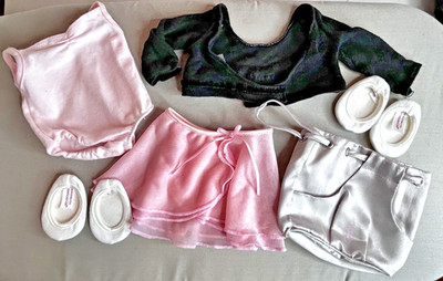 American Girl Doll 2 in 1 Ballerina Set Outfit Leotard Skirt Ballet Slippers Bag