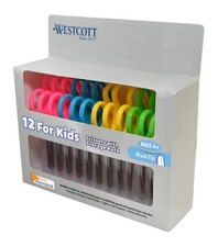 School Left and Right Handed Kids Scissors 5" Blunt Pack of 12 Assorted