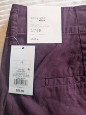 A New Day Woman's Size 17 Burgundy Stretch High Rise Straight Ankle Pants