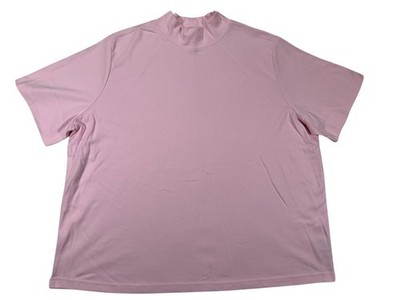UltraSoft Pink Short Sleeve Mock Neck Top 3X Womens Relaxed Fit Shirt