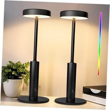 2 Pack Small Cordless Table Lamps Rechargeable,5000mAh Battery 2 Pack Black